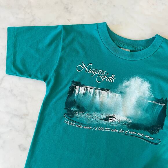 Vintage Kids' Niagara Falls Canada Teal T Shirt / Kid's M/L / 8 - 10 - Picture 2 of 6